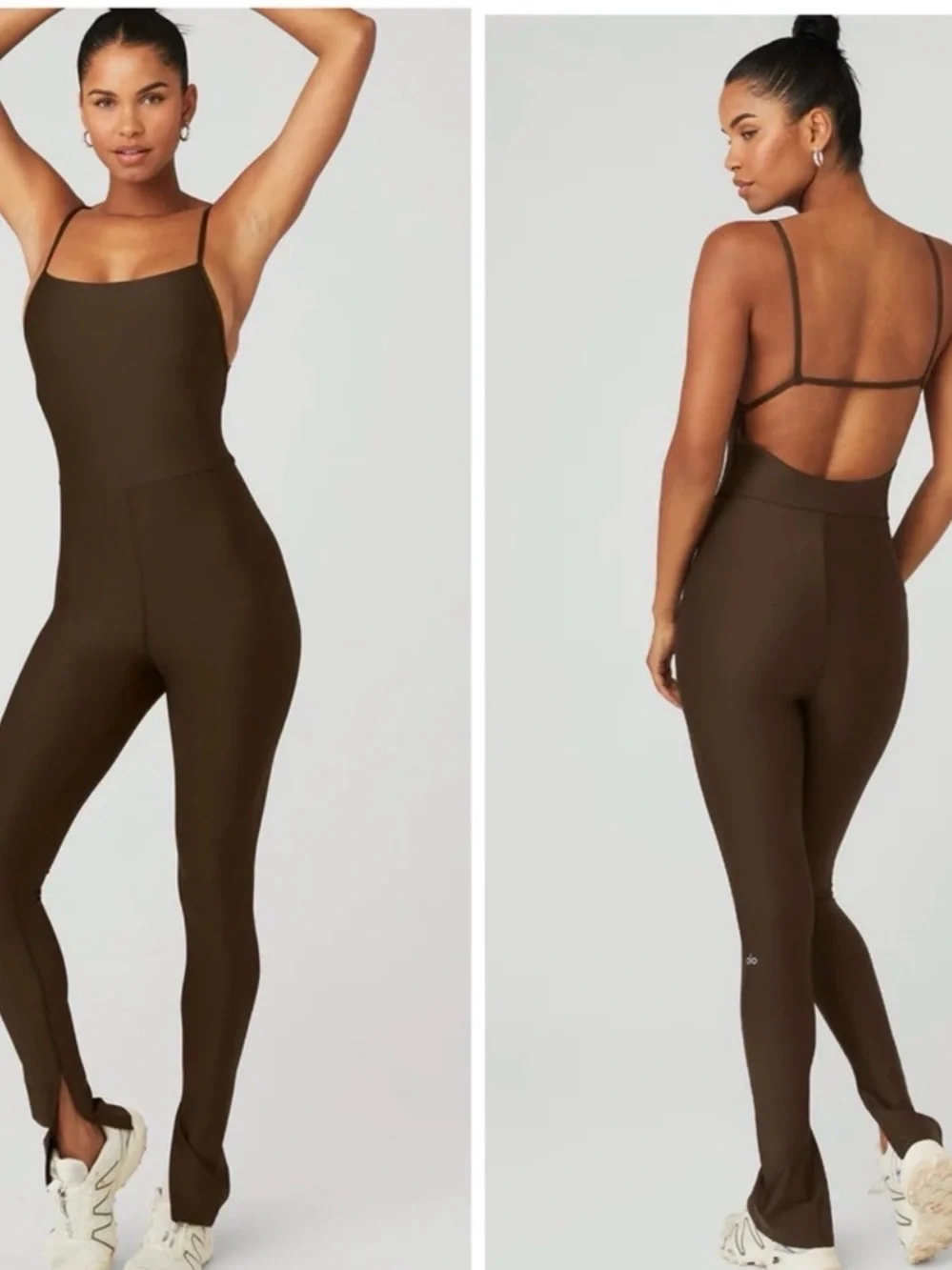 Like New! Alo Yoga Airlift Disco Daze Onesie Espresso